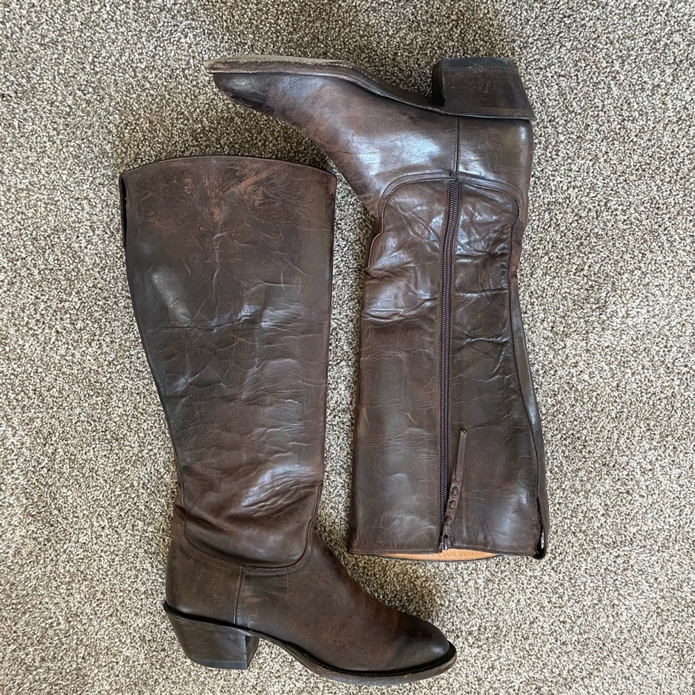 Lucchese Classics x KemoSabe Leather Brown Knee High Riding Boots